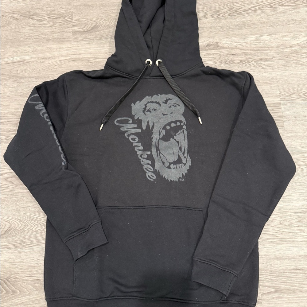 Mens Black Graphic Pullover Hoodie by Monksee limited edition streetwear